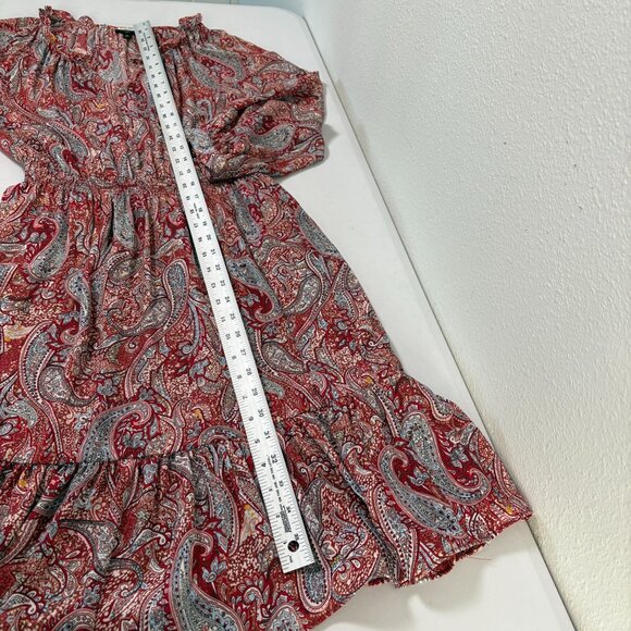 Talbots Midi Smocked Fit & Flare Dress Petite M MP Paisley 3/4 Tie Sleeve Boho - Picture 10 of 12